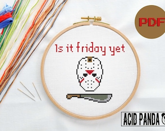 Funny friday the 13th ~ jason voorhees humor ~ Cross Stitch pattern ~ PDF digital download