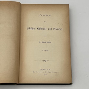 1896 Jewish History and Literature. Dr. David Cassett (German)