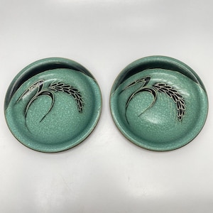 2 Vintage 1960s Made in Israel Enamel Metalware Decorative Plates