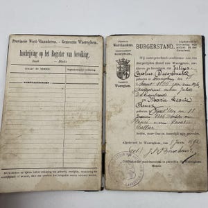 1892 Westvlaanderen West-Flandern Belgien Heiratsurkunde Büchlein