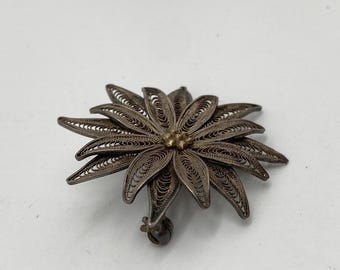 Broche Pendentif Moderniste En Argent 925 Signée SION ISRAËL - Pierre Verte Naturelle, Années 50/60