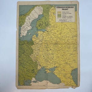 Imprimé en Israël : carte de la Seconde Guerre mondiale - Front oriental SINAI Tel Aviv S07