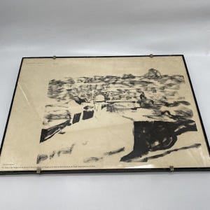 Vintage Judaica Art Print AVIGDOR ARIKHA, Temple Mount view from Mount of Olives