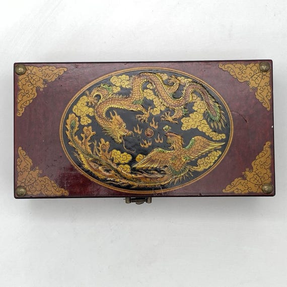 GORGEOUS Vintage Chinese Chess Set. Heavy Lacquer Box. Complete - Etsy
