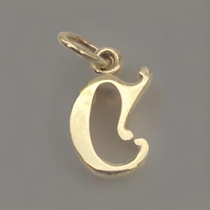Der Buchstabe "C" Schöne Schrift 10k Massiv Gelbgold Anhänger / Charm - .55g
