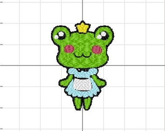 Embroidery File | Frog Maid | All Major Formats-- Cute-- Kawaii -- Adorable -- Cartoon Frog -- Embroidery Pattern