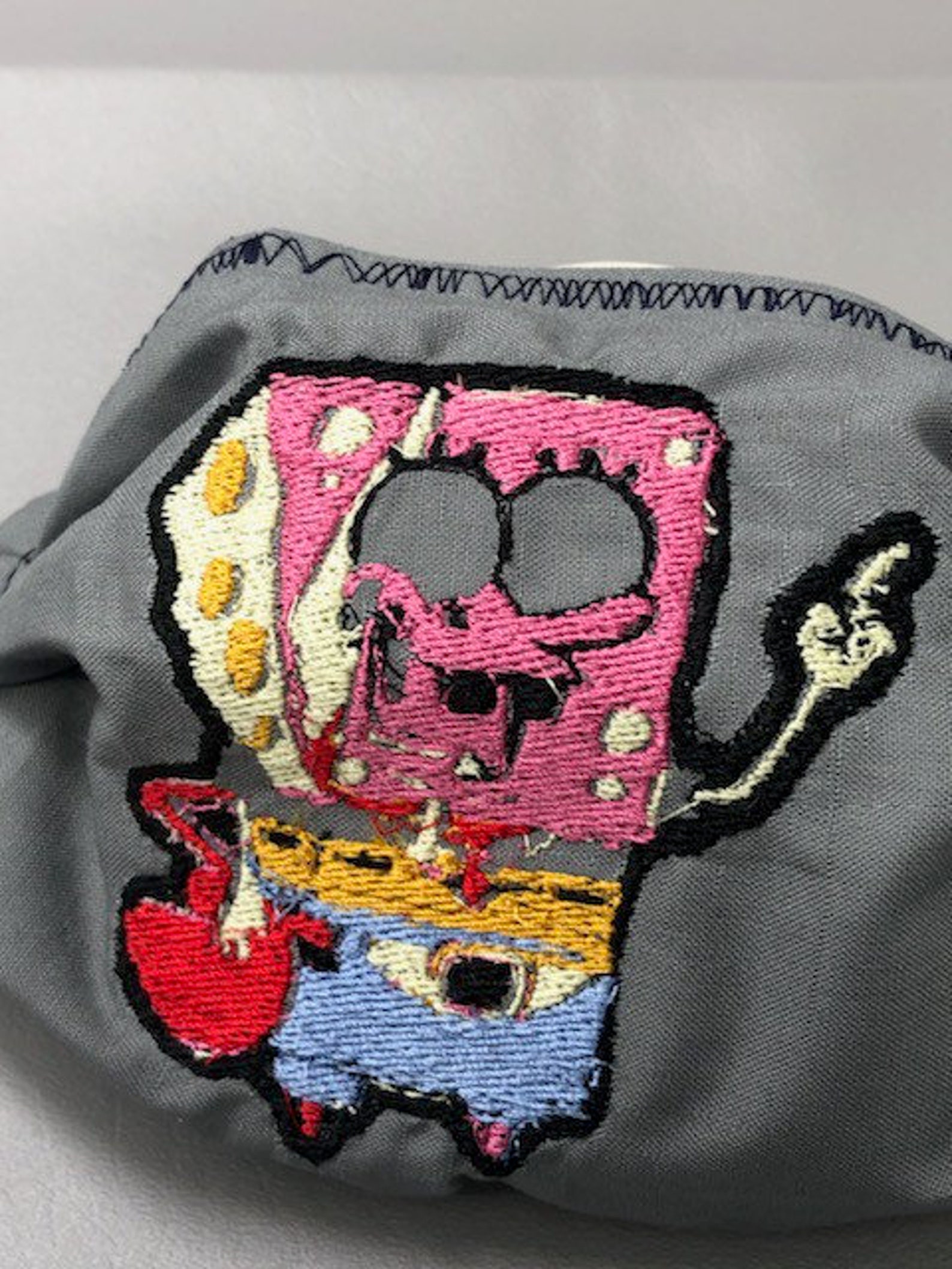 Glitched Spongebob Mr Krabs Mask Gray Cotton Black Elastic Etsy