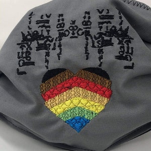 Zalgo Gay Pride Glitch Mask Gray Elastic Nose Wire Filter Pocket image 1
