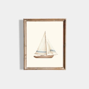 Grandmillenial Sailboat Print | Nautical Nursery Digital Print | Beachy Wall Art | Vintage Sailboat Wall Art | Coastal Nursery Decor