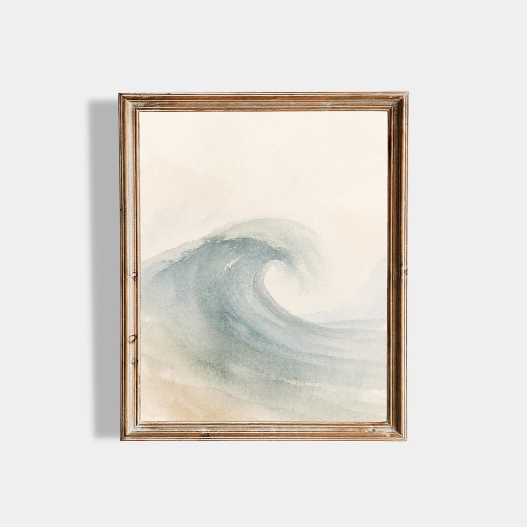 Coastal Wave Wall Art, Beach Wall Decor, Neutral Ocean Print, Minimal ...