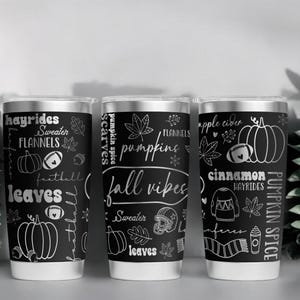 Fall Vibes Engraved YETI Tumbler: Insulated Stainless Steel Travel Mug