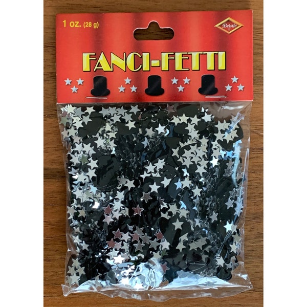 Silver Stars and Black Top Hats Mylar Confetti / Confetti for Crafts, Special Events, Formals, Prom, Wedding, Awards Night