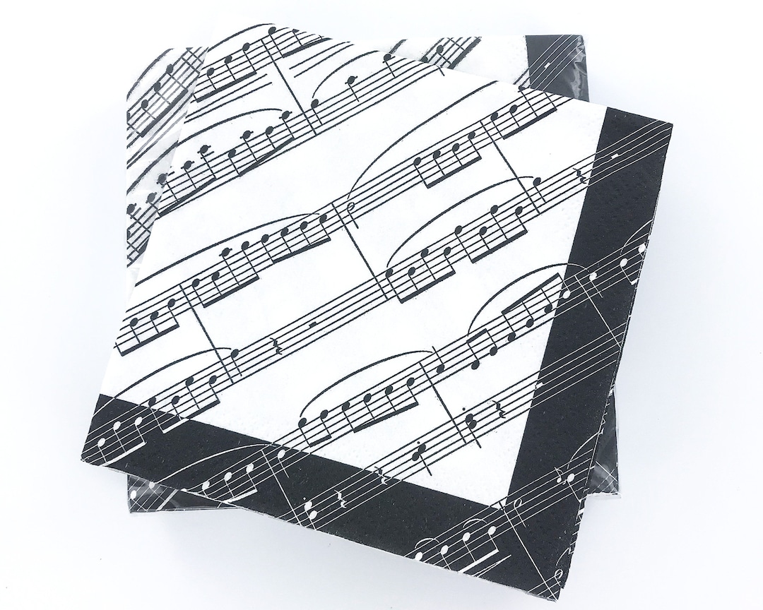 Music Notes Napkins, Pack of 20 Beverage Size, Music Decoupage Napkins