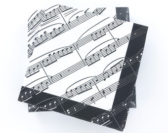 Music Notes Napkins, Pack of 20 Lunch Size, 6.5"/13", Music Decoupage Napkins, Sheet Music Paper Napkins for party, birthday, recital