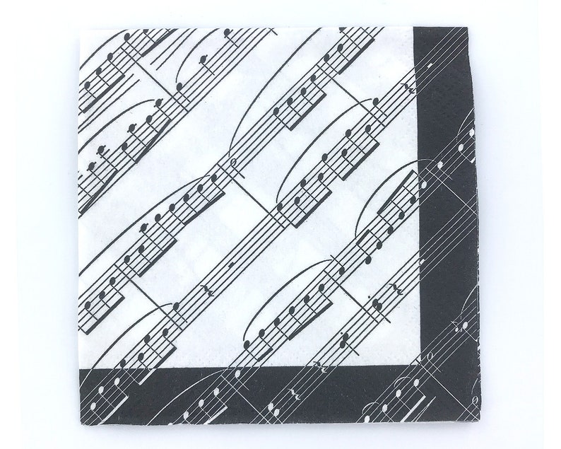 Music Notes Napkins, Pack of 20 Lunch Size, 6.5/13, Music Decoupage