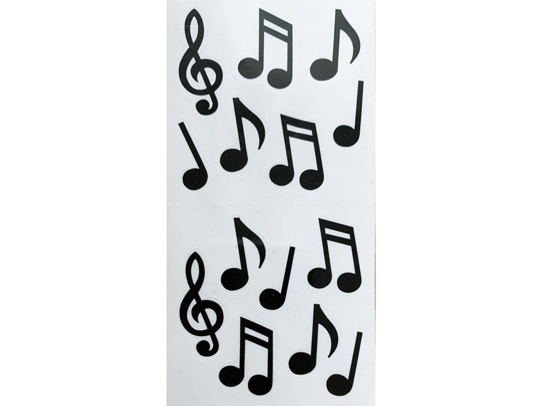 Black Musical Stickers for Music Theme Scrapbooking, Crafts / Acid Free Musical Notes and Treble