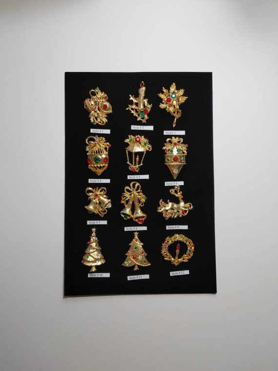 Vintage Gold plated Christmas Brooches from the 1… - image 1