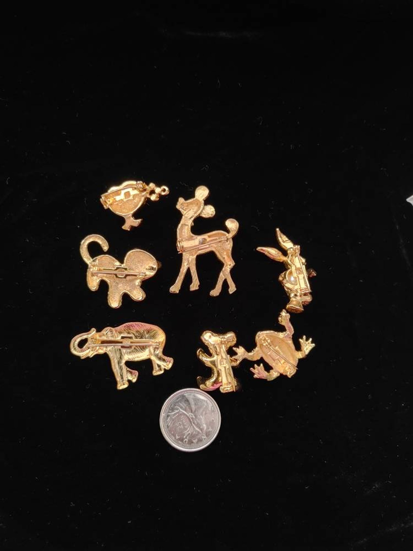 Vintage Gold plated Animal Brooches from the 1970s. Set of 7 Etsy