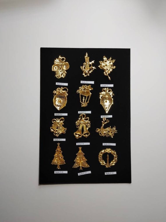 Vintage Gold plated Christmas Brooches from the 1… - image 2