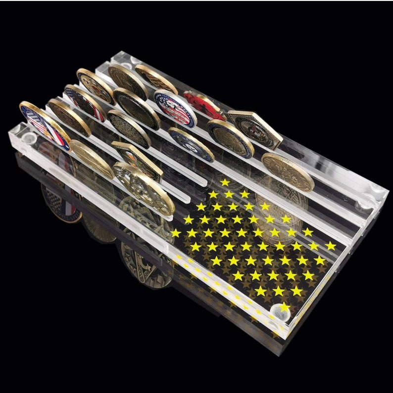 6 Rows Clear Acrylic Challenge Coin Display Case US Army Etsy