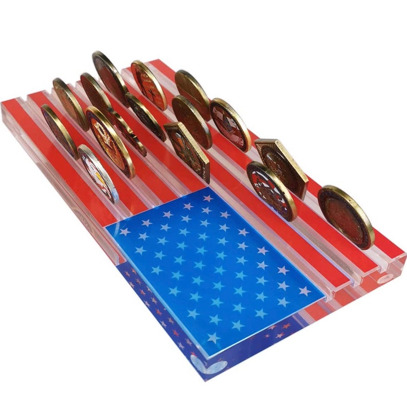 6 Rows Acrylic Challenge Coin Display Case US Army Military Etsy