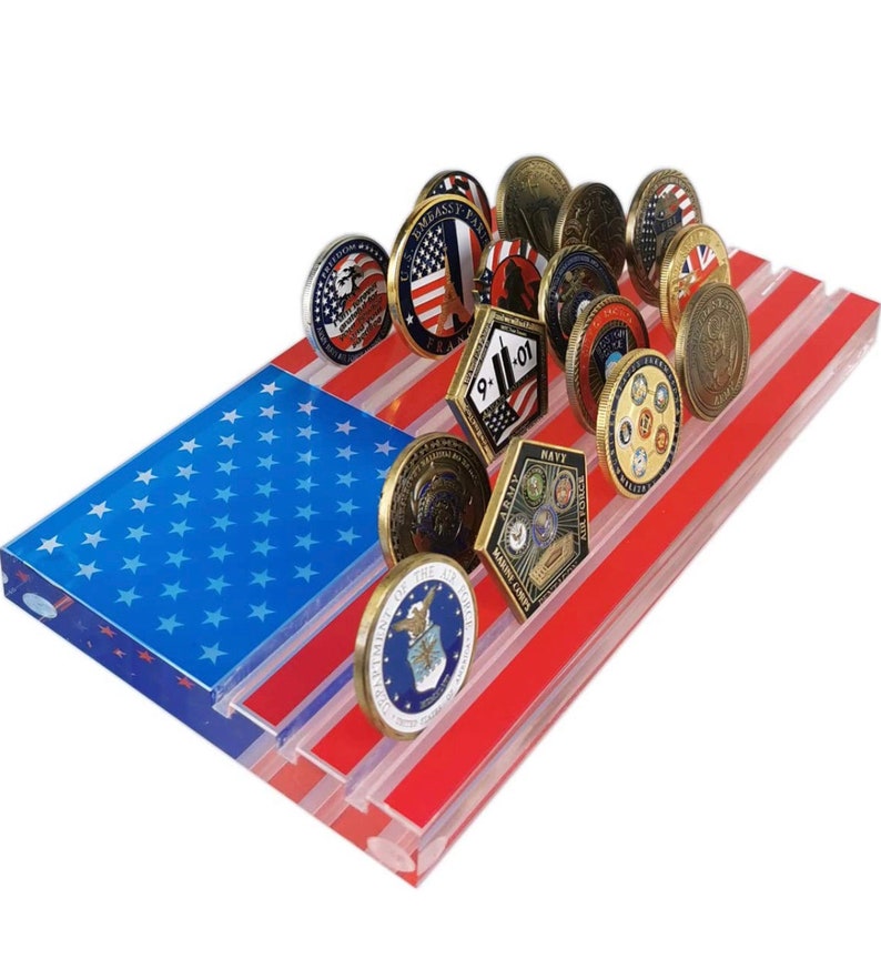 6 Rows Acrylic Challenge Coin Display Case US Army Military Etsy