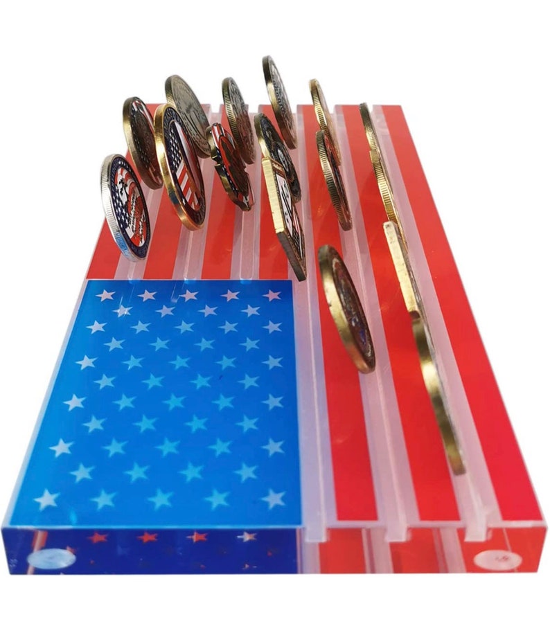 6 Rows Acrylic Challenge Coin Display Case US Army Military Etsy