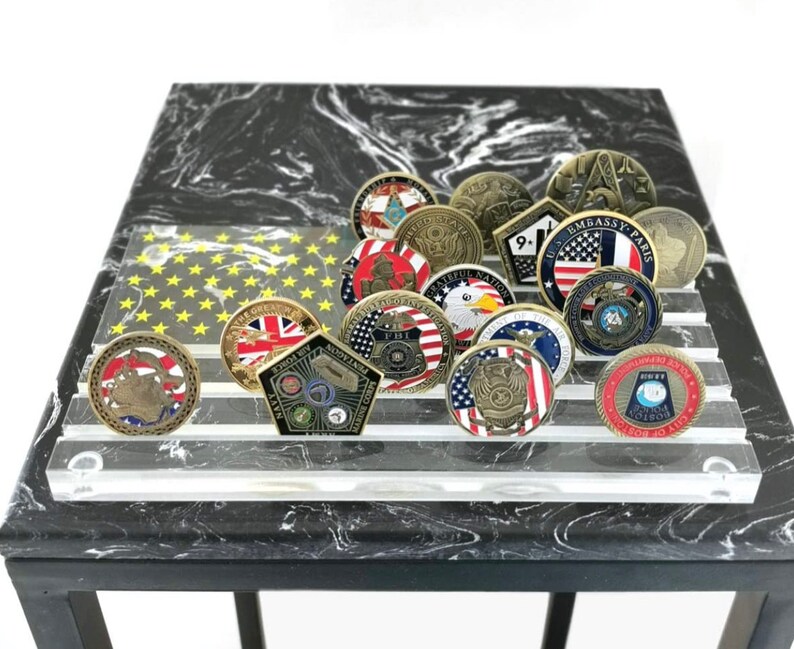 6 Rows Clear Acrylic Challenge Coin Display Case US Army Etsy