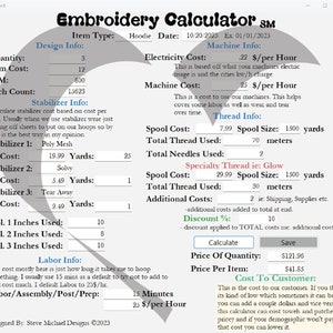 Machine Embroidery Pricing Calculator