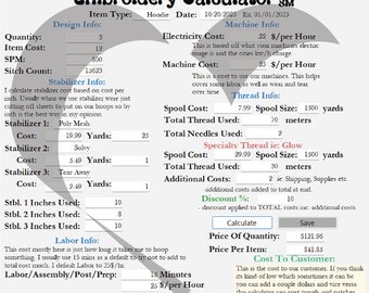 Machine Embroidery Pricing Calculator