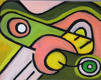 Neon Eyes: Original Abstract Art Contemporary Art Modern Acrylic Expressionism Painting
