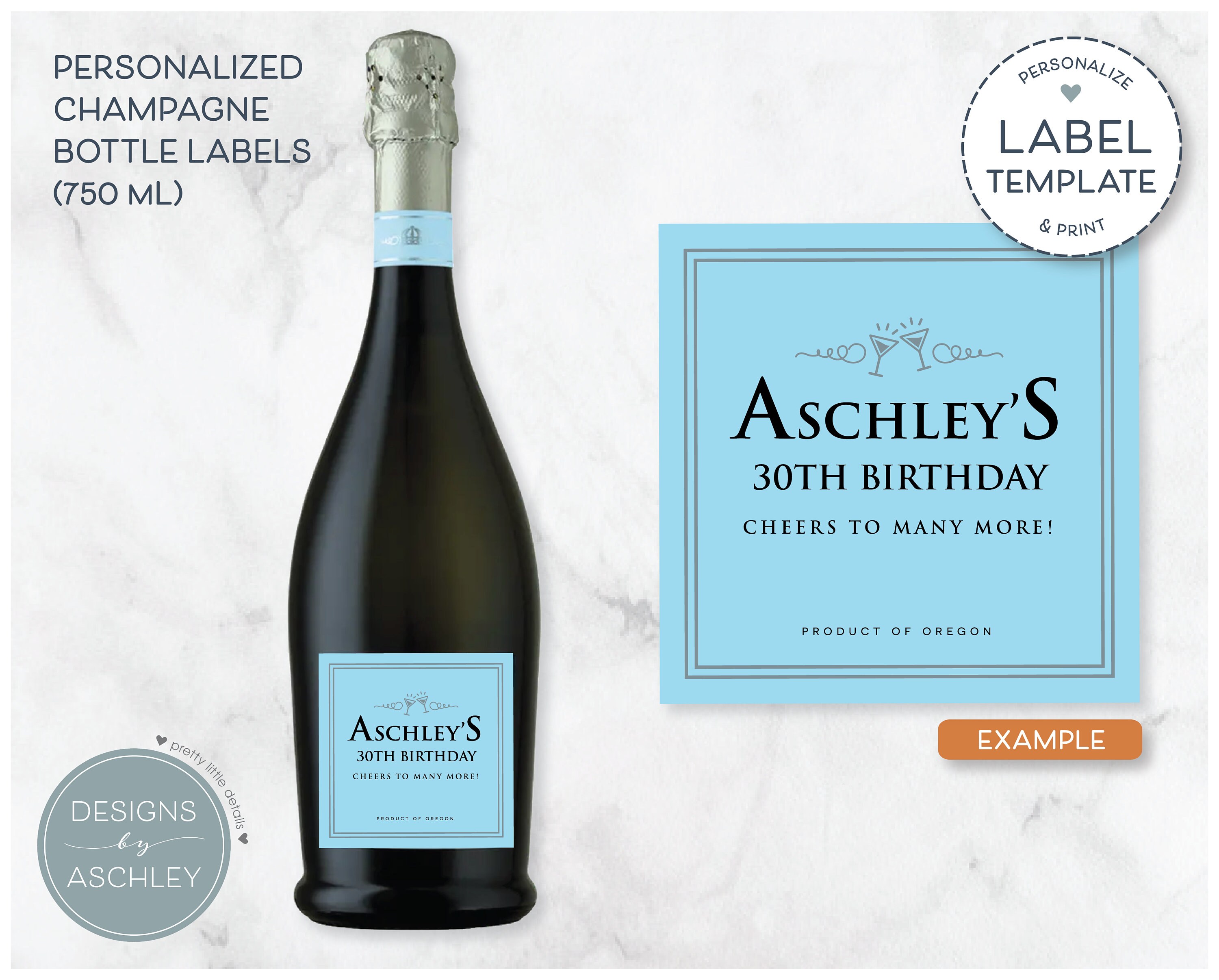 Personalized Prosecco Bottle Labels, Custom 750 Ml Sparkling Wine, Champagne, Birthday, Shower