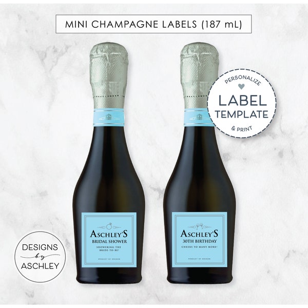Personalized Mini Prosecco Bottle Party Favors, Custom 187 mL Sparkling Wine, Champagne, Birthday, Shower, Graduation, Wedding