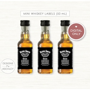 Personalized Whiskey Bottle Favors, 50 mL Mini Bottle Labels, Birthday, Wedding, Bachelor/Bachelorette Party, DIGITAL FILES ONLY