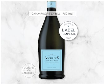 Personalized Prosecco Bottle Labels, Custom 750 mL Sparkling Wine, Champagne, Birthday, Shower, Graduation, Wedding