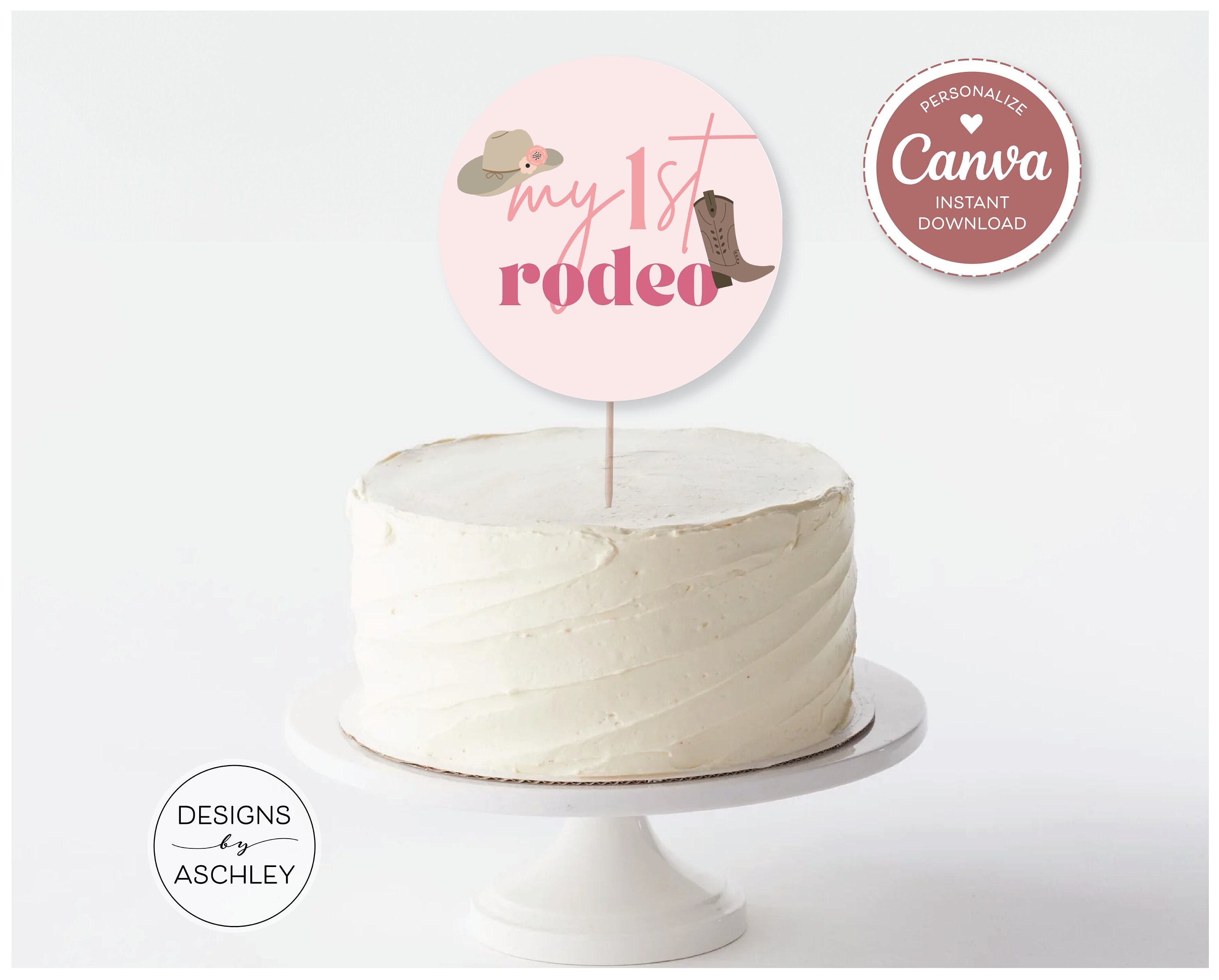 Edible First Rodeo Cake INSTANT DOWNLOAD, Editable