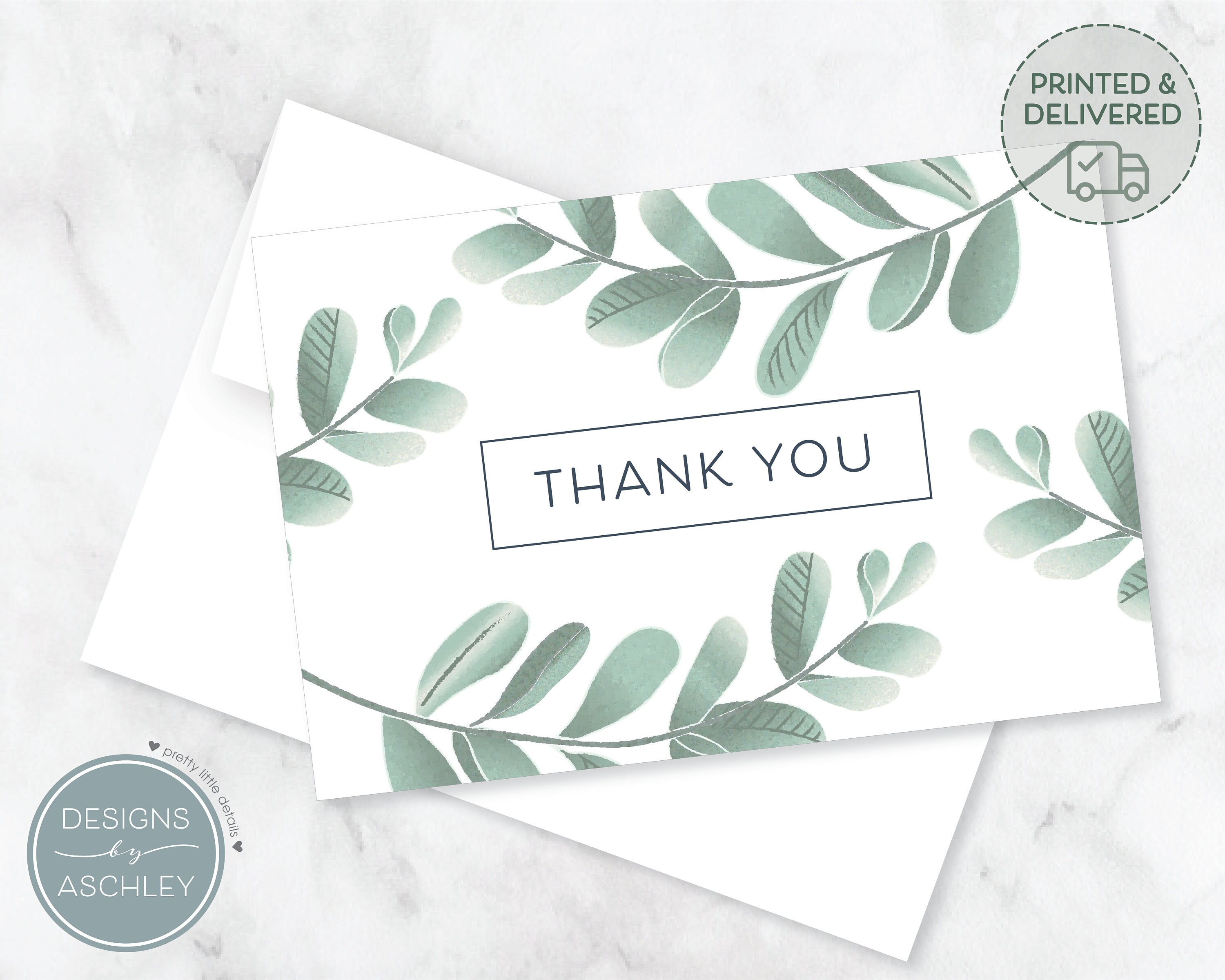 PRINTED 4x6 Eucalyptus Thank You Card Clean Design Plant Etsy