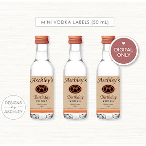 Personalized Vodka Bottle Party Favors, 50 mL Mini Bottle Labels, Birthday, Wedding, Bachelor/Bachelorette Party, DIGITAL FILE
