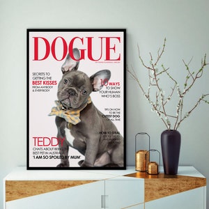 犬の表紙雑誌、パーソナライズされたペットの肖像画、デジタルファイル、室内装飾、犬のポスター、カスタムペットアート、犬好き、犬のお母さん