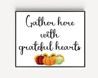Gather Here With Grateful Hearts Watercolor Printable - Etsy