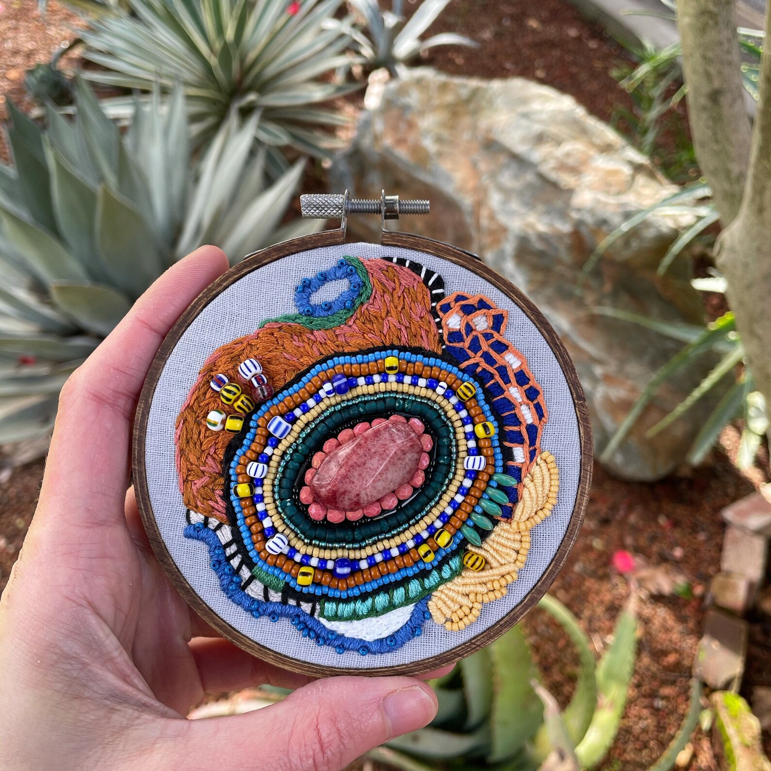 Colorful Abstract Bead Embroidery Art Embroidery Art Etsy