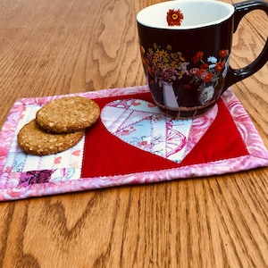 Valentine Heart Quilted Mug Rugs