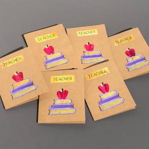Carte de remerciement faite main pour professeur – bannière brodée et appliqué en tissu