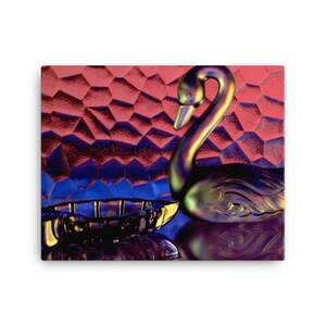 Vibrant Swan Canvas Print Wildlife Swan Art Colorful Swan Still Life Decor Swan lake Digital Print