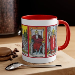 Originele tarotkaart 11oz Witchy-mok, goochelaar keizerin keizer hogepriesteres hiërofant keramische koffiemok cadeau voor haar/hem, (DRJ18M/2)