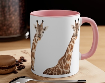 Giraffe 11oz Accent Coffee Mug,  Wild Animal Lovers Mug Gifts For Him / Her, (BE03M/2)