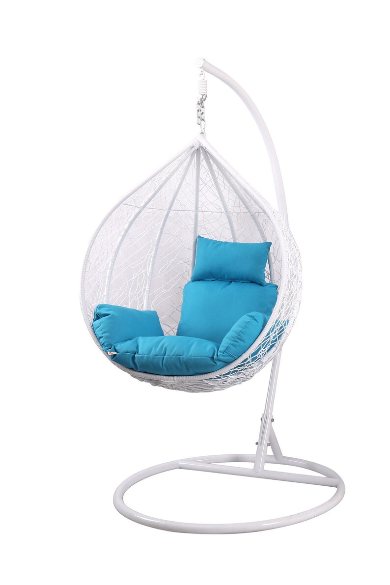 Single Luxury Swing Chair White with Turquois Cushion | Etsy