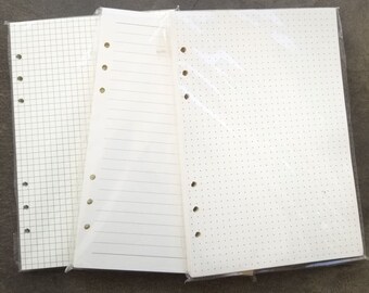 A6 17cm 6 Holes Cover Round Ring Binder File Folder Monthly Plan Refill Paper, A5 Refill Paper for A5 21cm