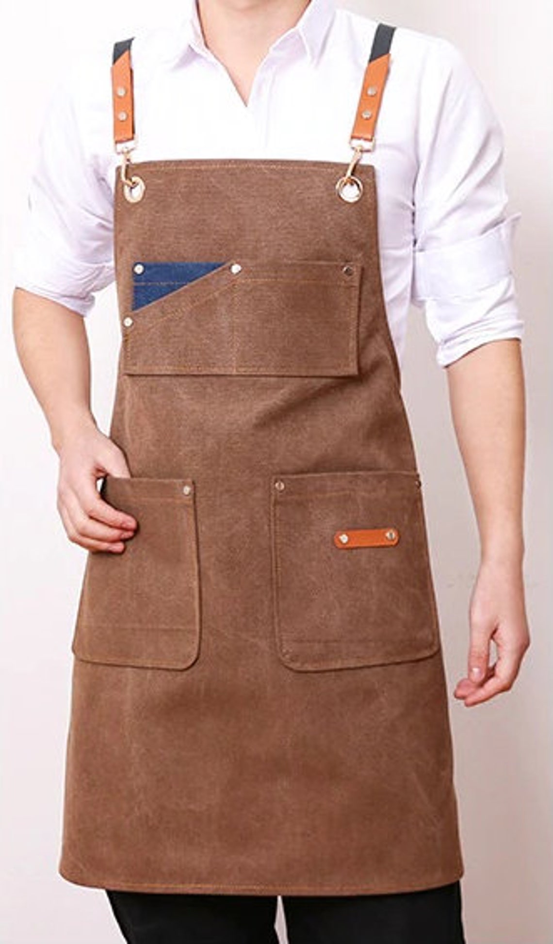 Canvas Apron Cross Back Adjustable with Pockets for Women and Etsy