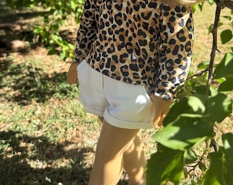 hoodie sweater- 18 inch doll clothes- leopard print